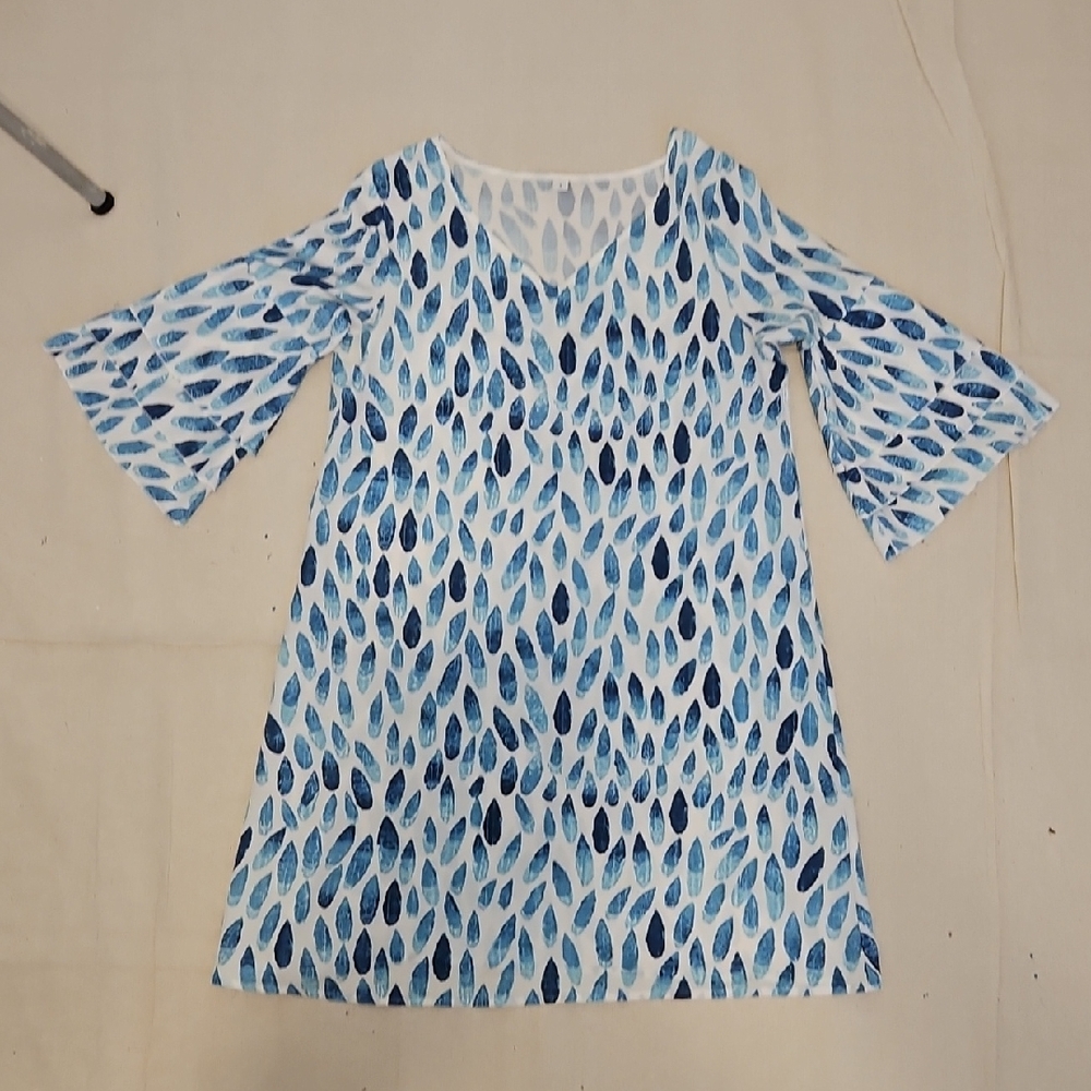 Blue and White Ruffled Tiered Mini Dress